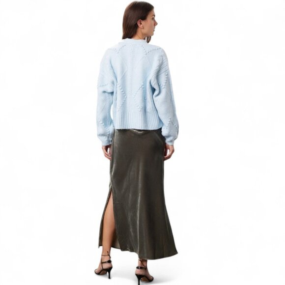 Slate and Willow Long Sleeve V-neck Light Blue Diamond Knit Cardigan | Size M - Picture 5 of 7